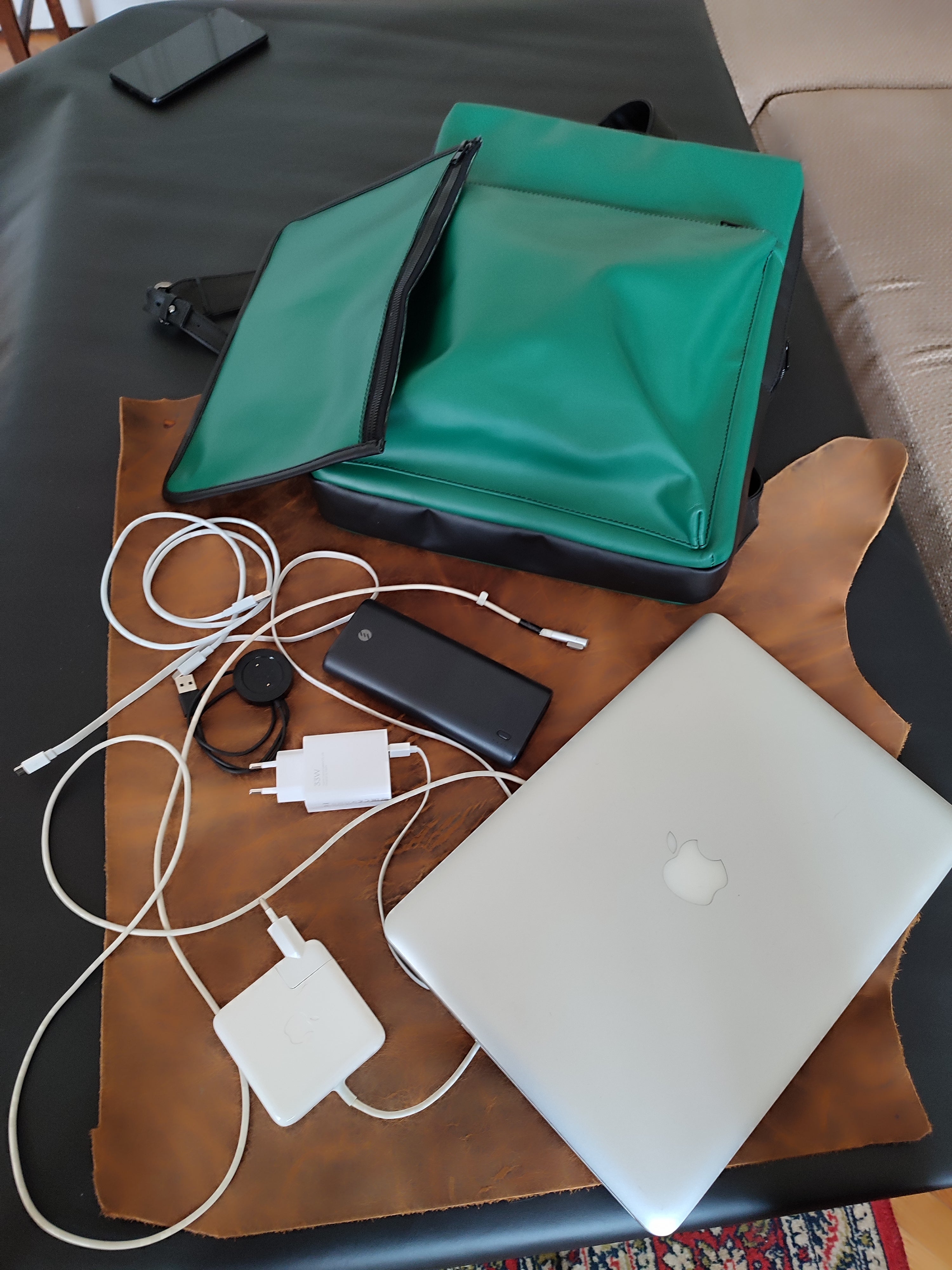A Green Leather Computer Backpack: Style and Functionality Combined