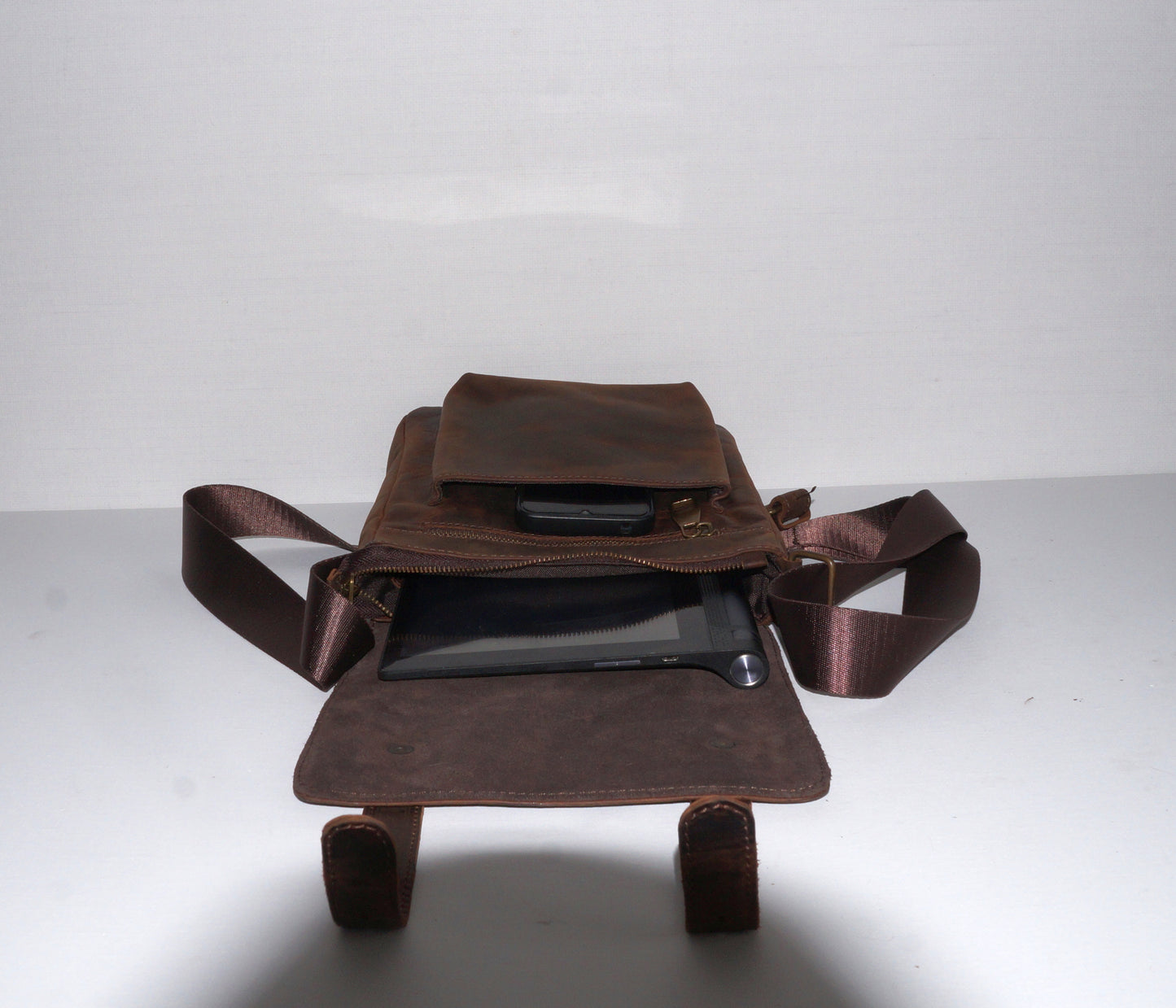 Genuine Italian Crazy Horse Leather Messenger Bag