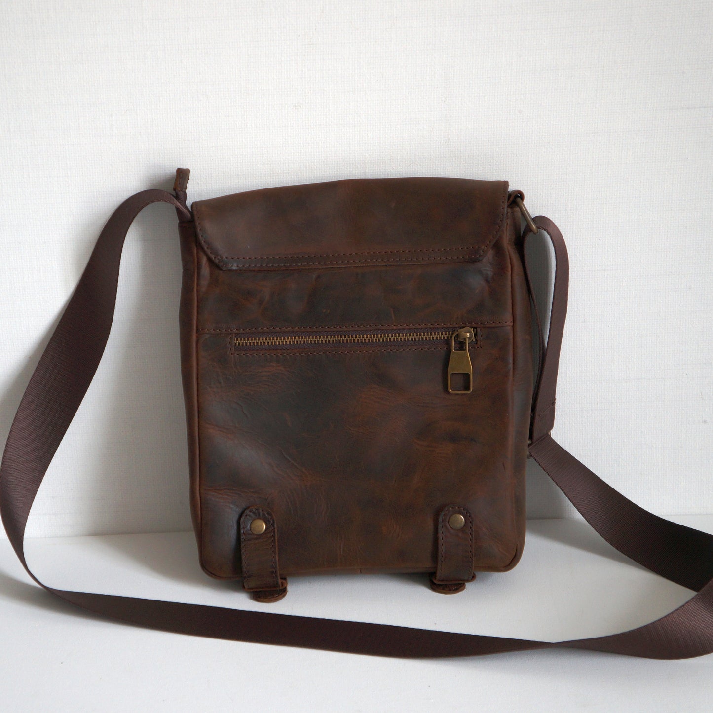 Back Side Of the Men's Leather Messenger Bag