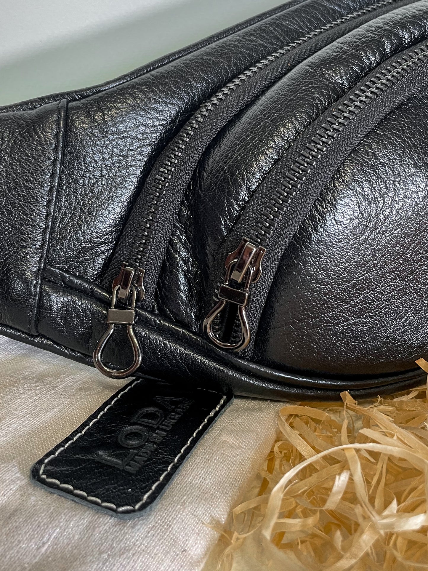 A Genuine Leather Banana Crossbody Bag